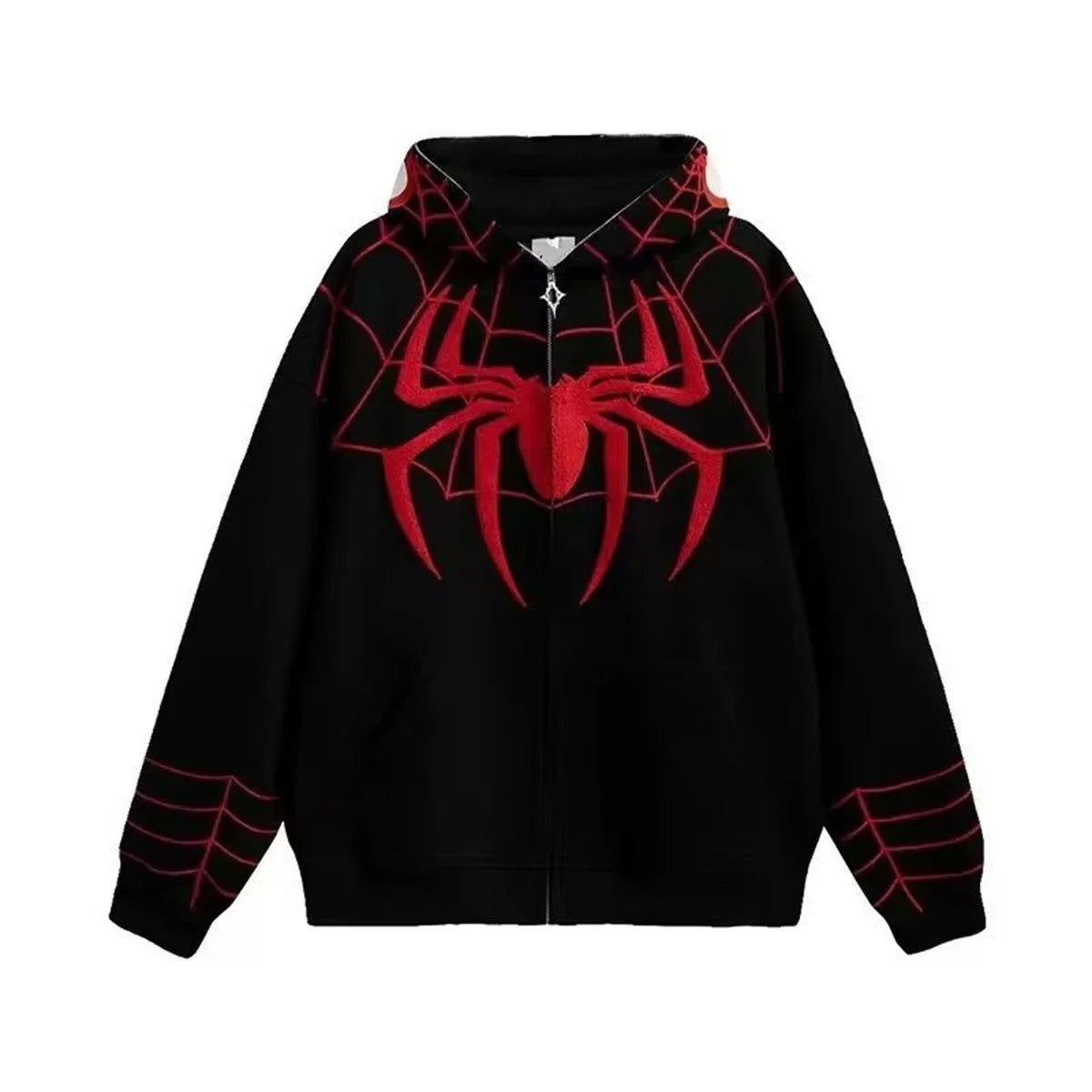 Spider Print Zip Up Hoodie