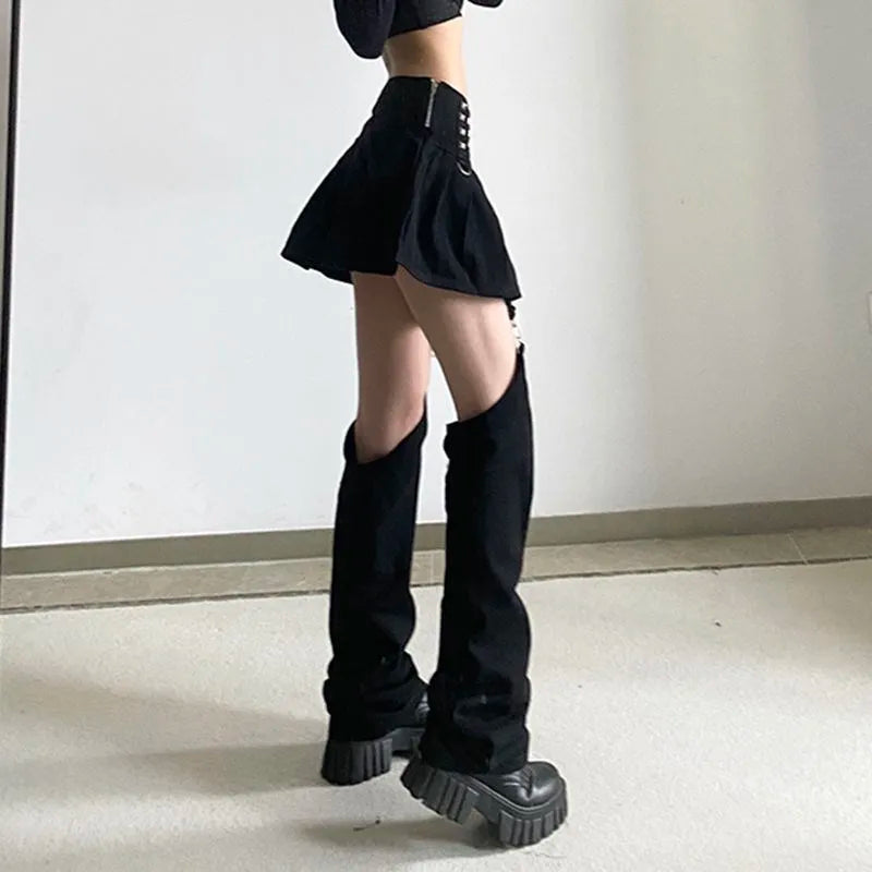 Hizilent - Y2K Detachable Overalls Mini Skirt