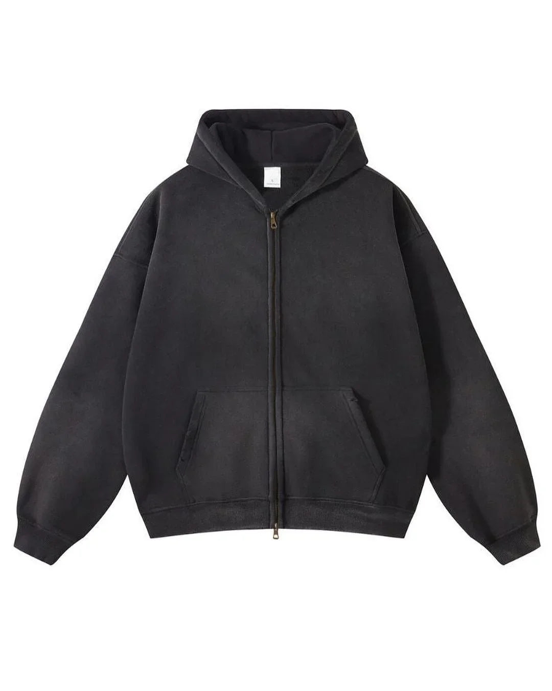 Gradient Solid Color Hooded Zipper Sweatshirt