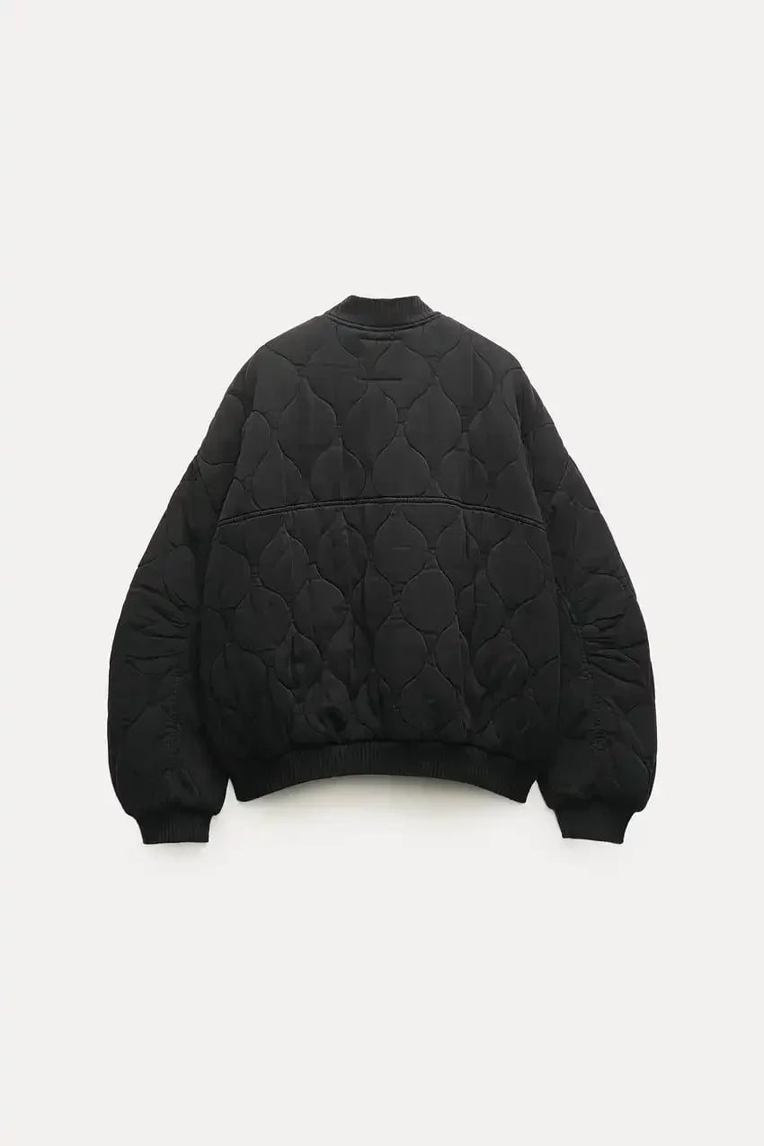 Women's Quilted Bomber Jacket - Loose Fit 