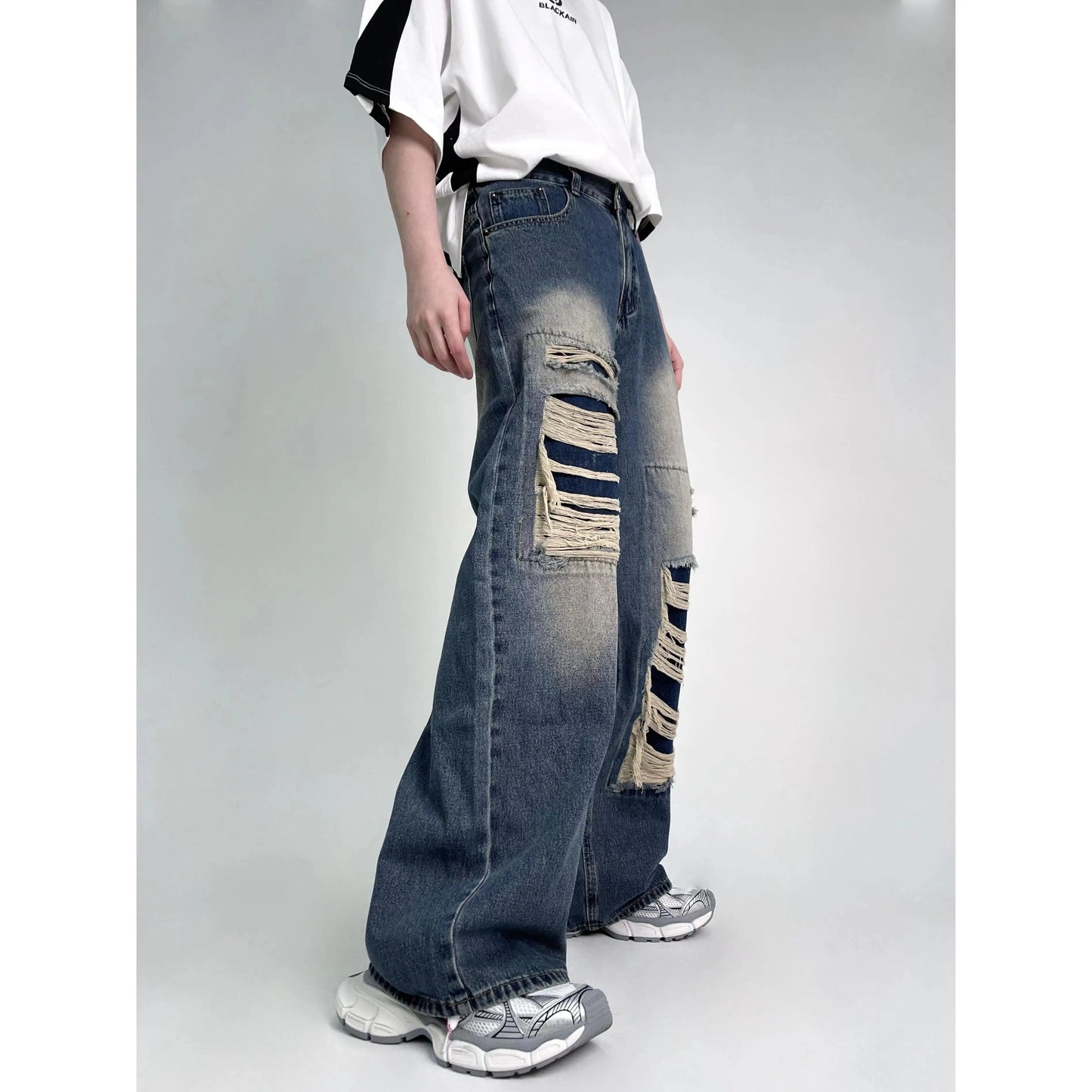 Star Stitching Tassel Wide-Leg Jeans 