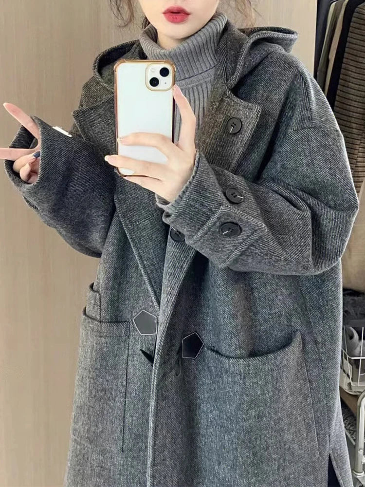 YRUOSLE - Preppy Style Long Woolen Coat 