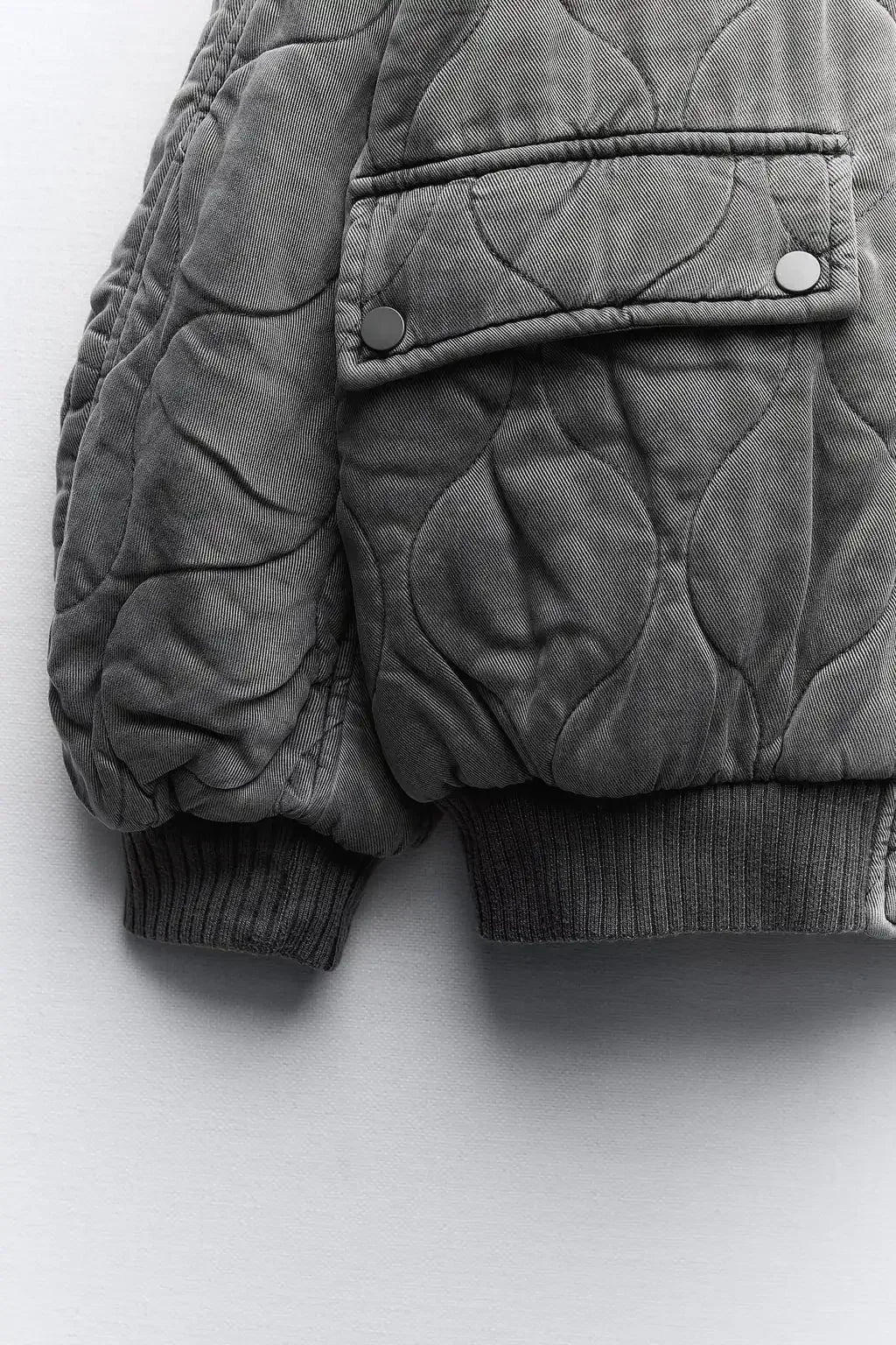 Women's Quilted Bomber Jacket - Loose Fit 