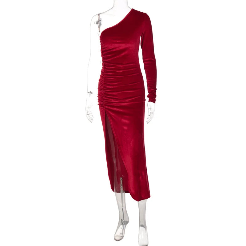 Dozw - Elegant Velvet Bodycon Midi Dress