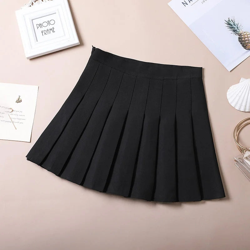 Pleated A-Line Mini Skirt