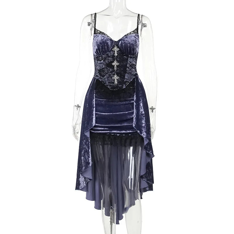 Goth Dark - Velvet A-Line Dress