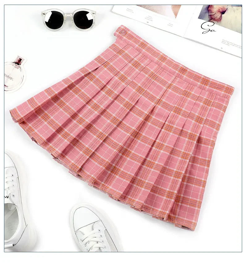 Pleated Plaid Mini Skirt - Preppy Japanese School Uniform