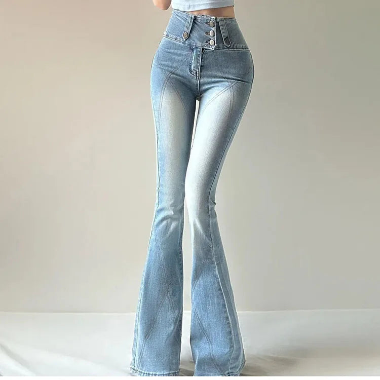 Flare Jeans - Skinny High-Waist Bell Bottom Pants 