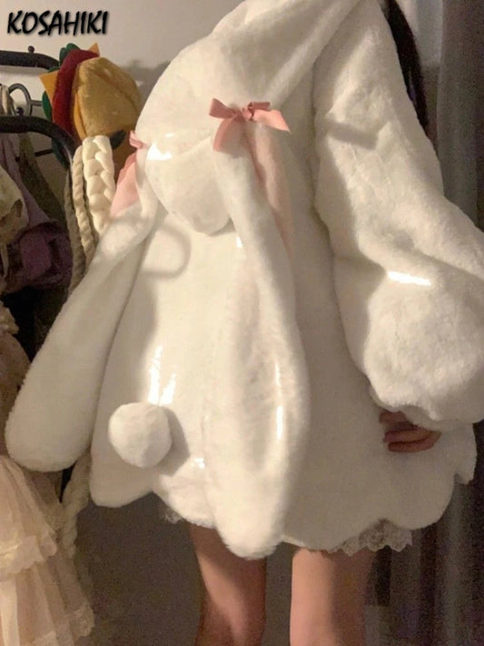 KOSAHIKI - Kawaii Patchwork Fluffy Hooded Coat