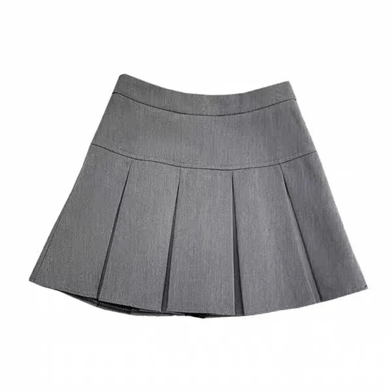 ZOKI - Vintage Gray Pleated Skirt