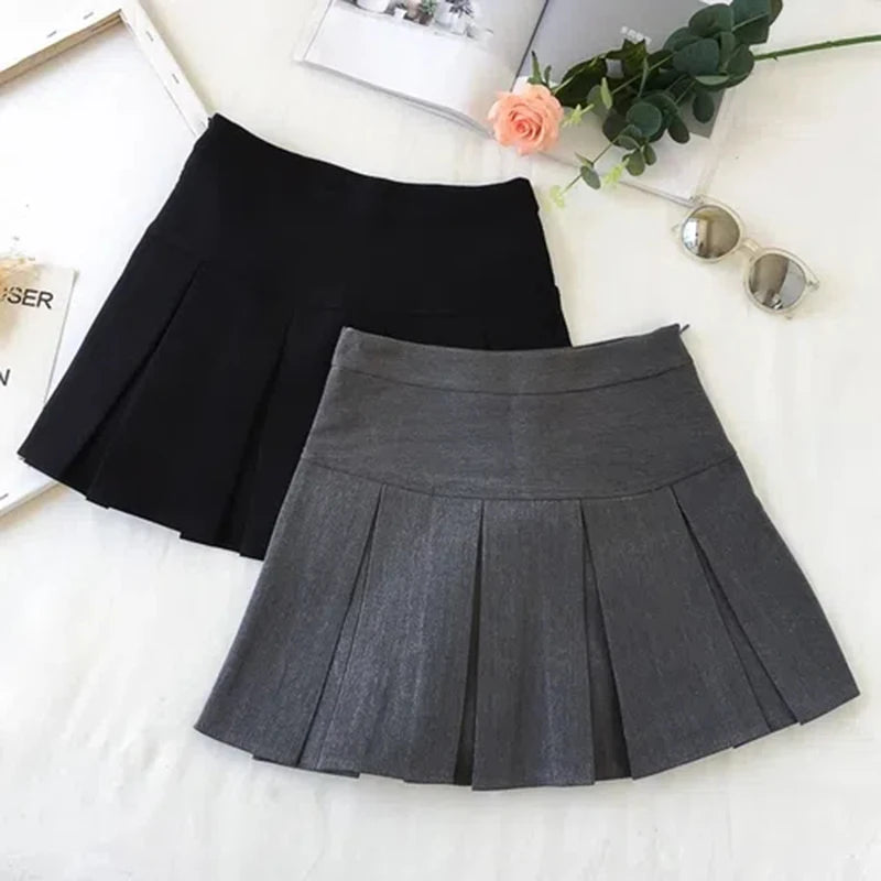 ZOKI - Vintage Gray Pleated Skirt