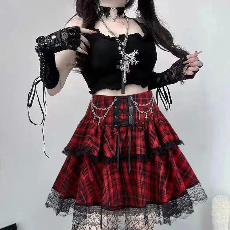 Plaid Punk Rock Y2K Mini Skirt