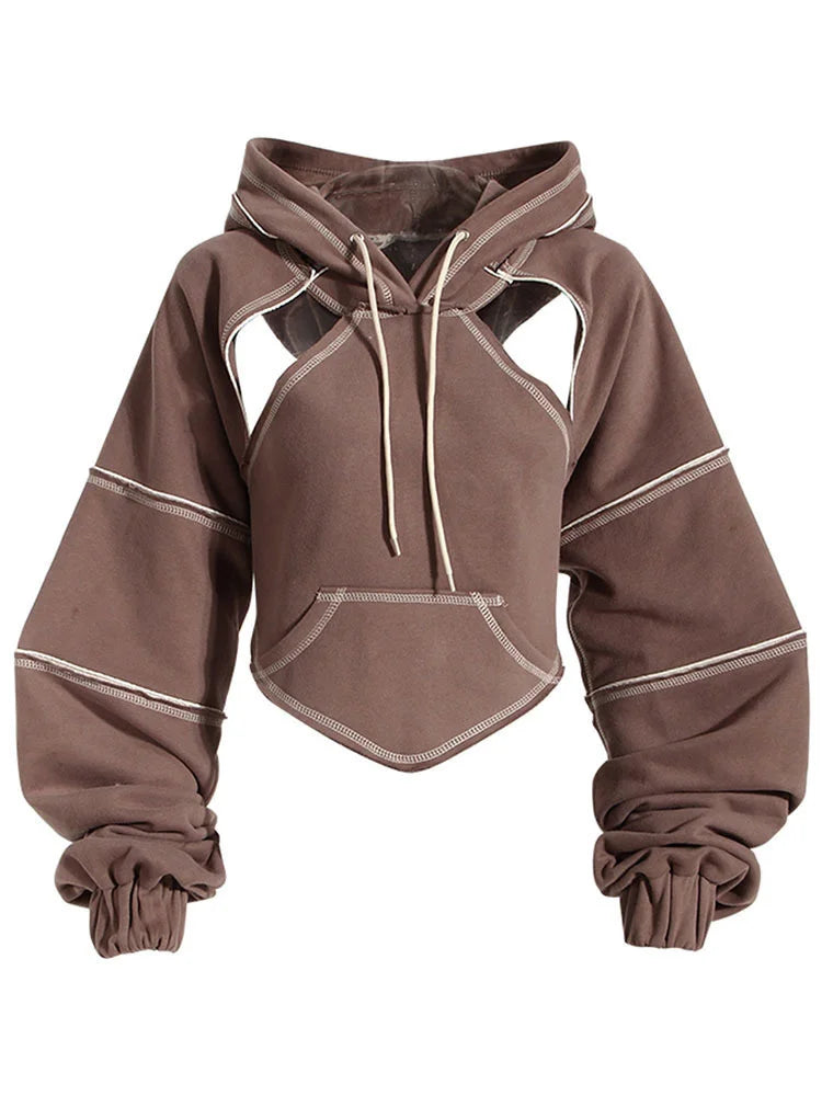 DEAT - Contrast Color Open-Line Hoodie