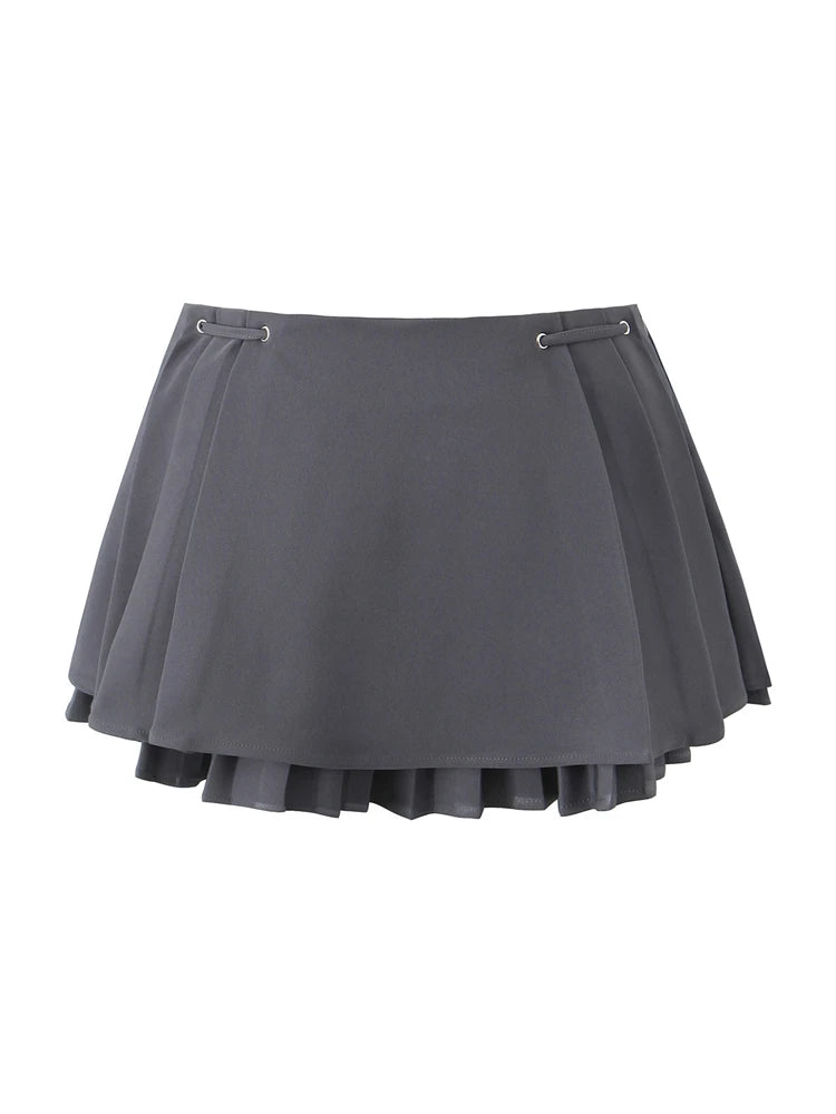 Chu Sau - Sweet Bow Tie Low-Waist Mini Skirt