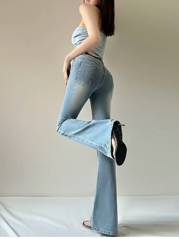 Flare Jeans - Skinny High-Waist Bell Bottom Pants 