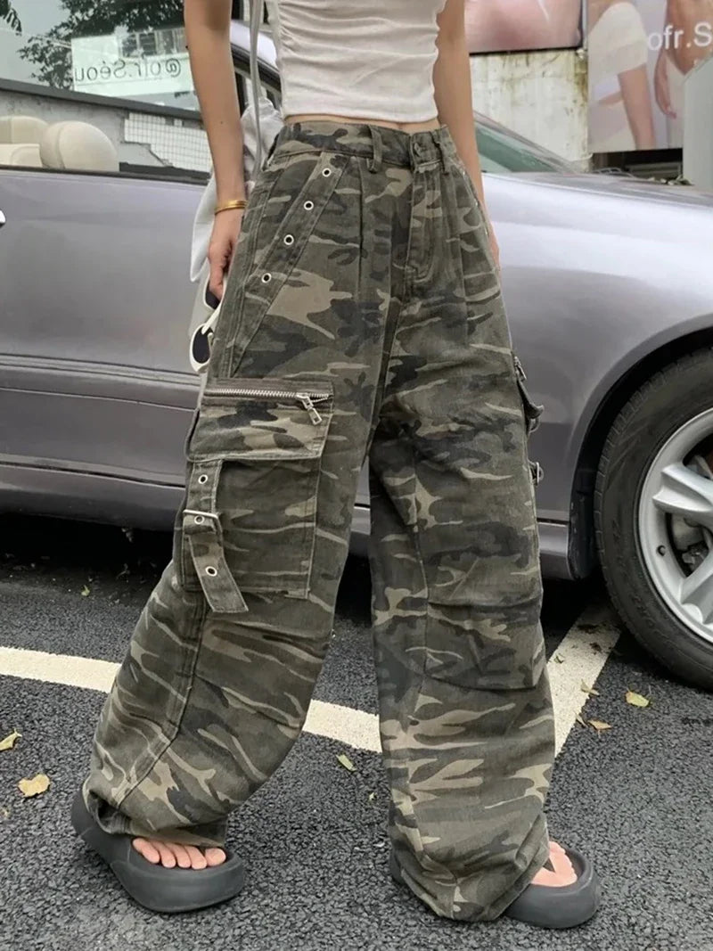 Camouflage Wide Leg Jeans