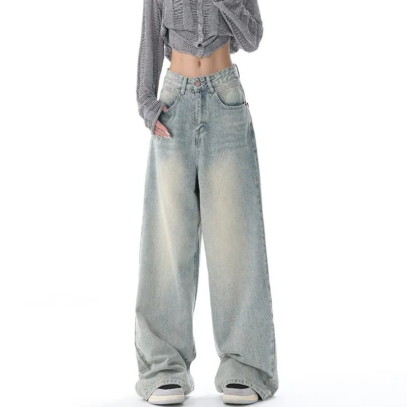 EOTVOTEE - Vintage high-waist straight jeans