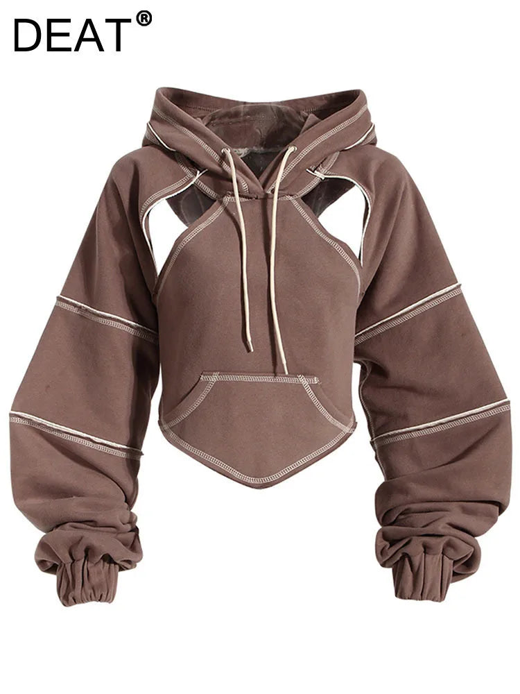 DEAT - Contrast Color Open-Line Hoodie