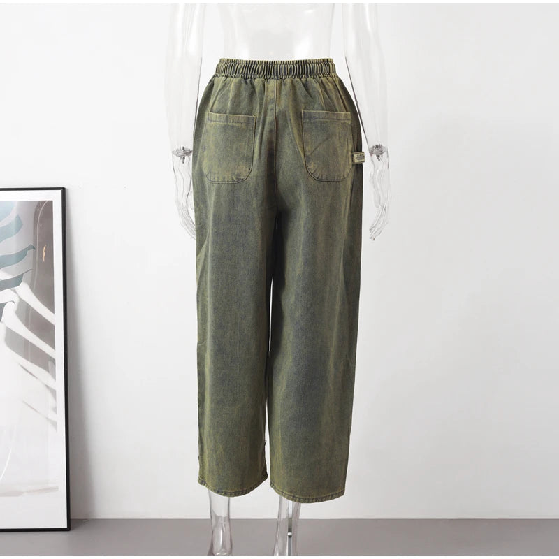 Baggy Wide-Leg Cargo Jeans - Vintage Streetwear Style