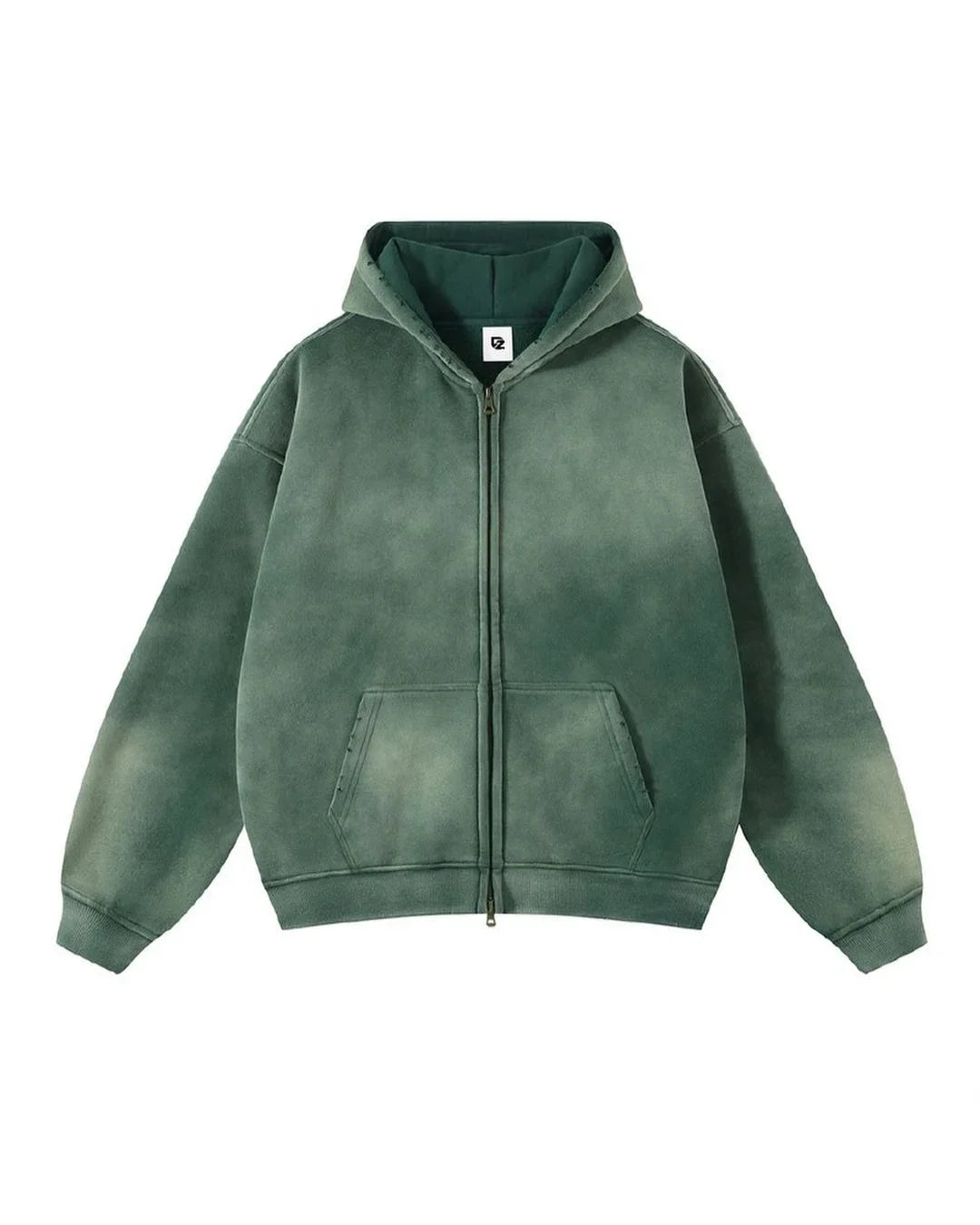 Gradient Solid Color Hooded Zipper Sweatshirt