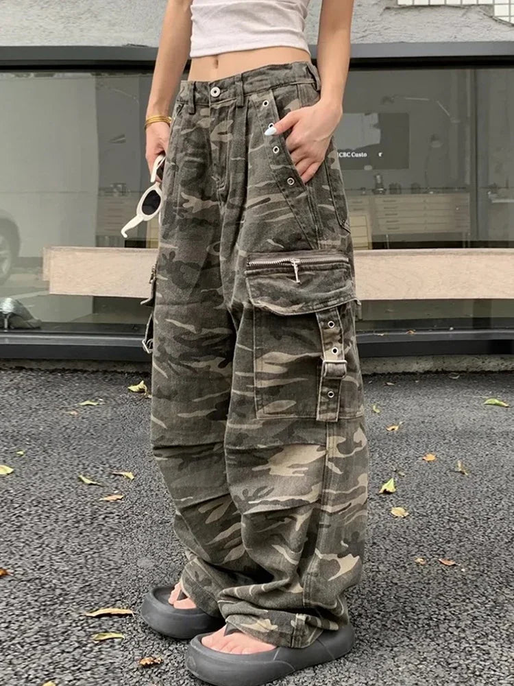 Camouflage Wide Leg Jeans