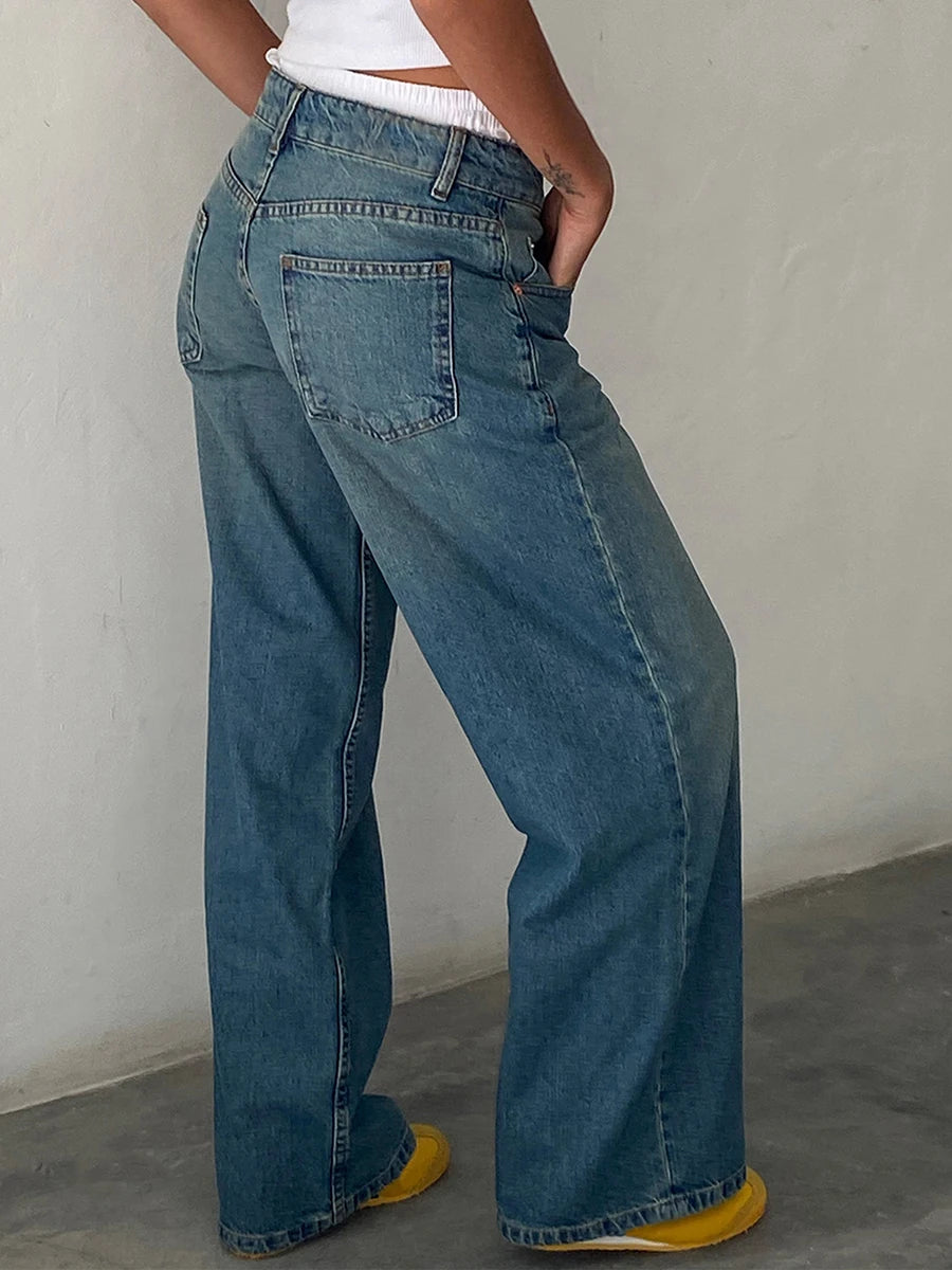 hirigin - Y2K Vintage Low Rise Baggy Jeans