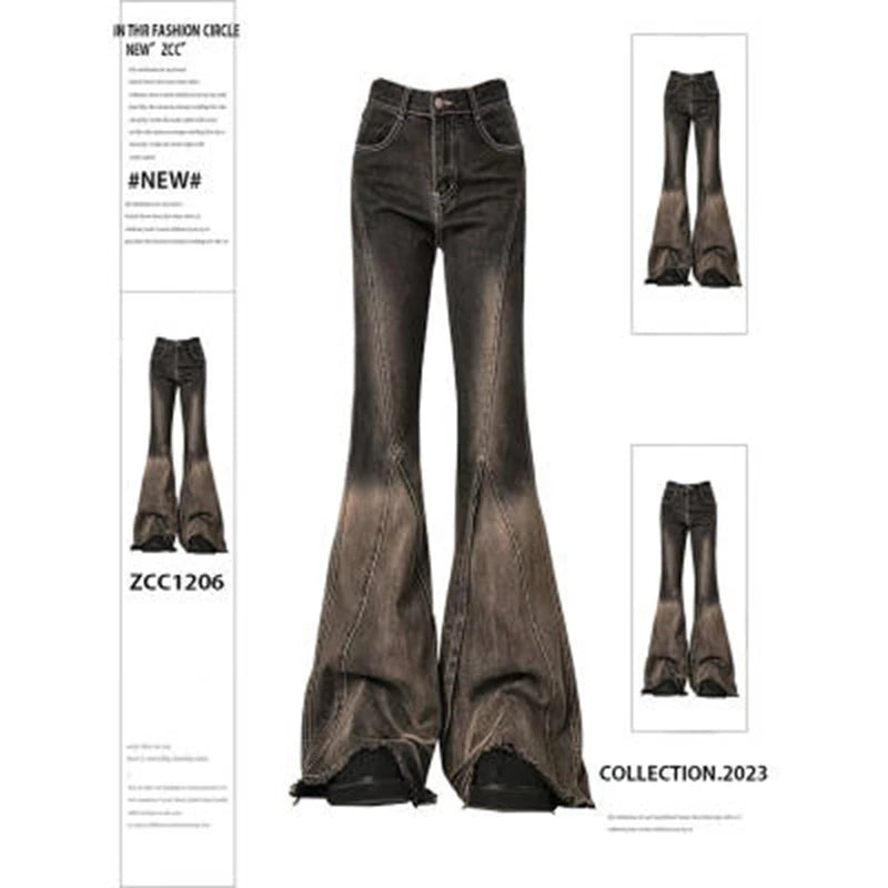 Brown &amp; Black Flare Jeans