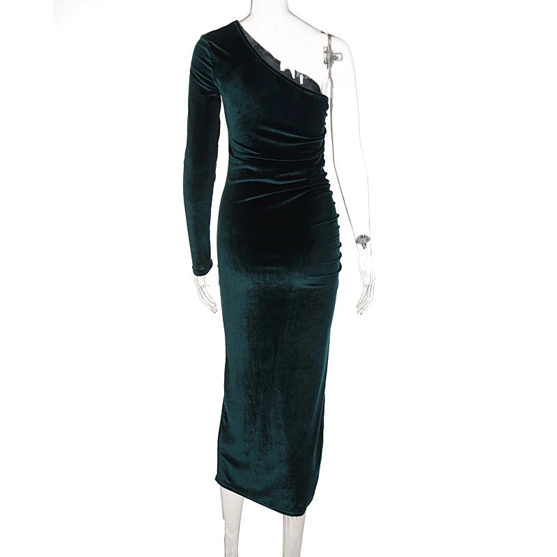 Dozw - Elegant Velvet Bodycon Midi Dress