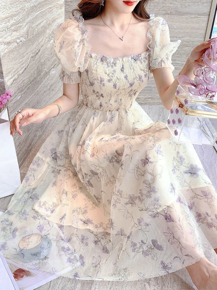 Zoki - Elegant Floral Chiffon Party Dress