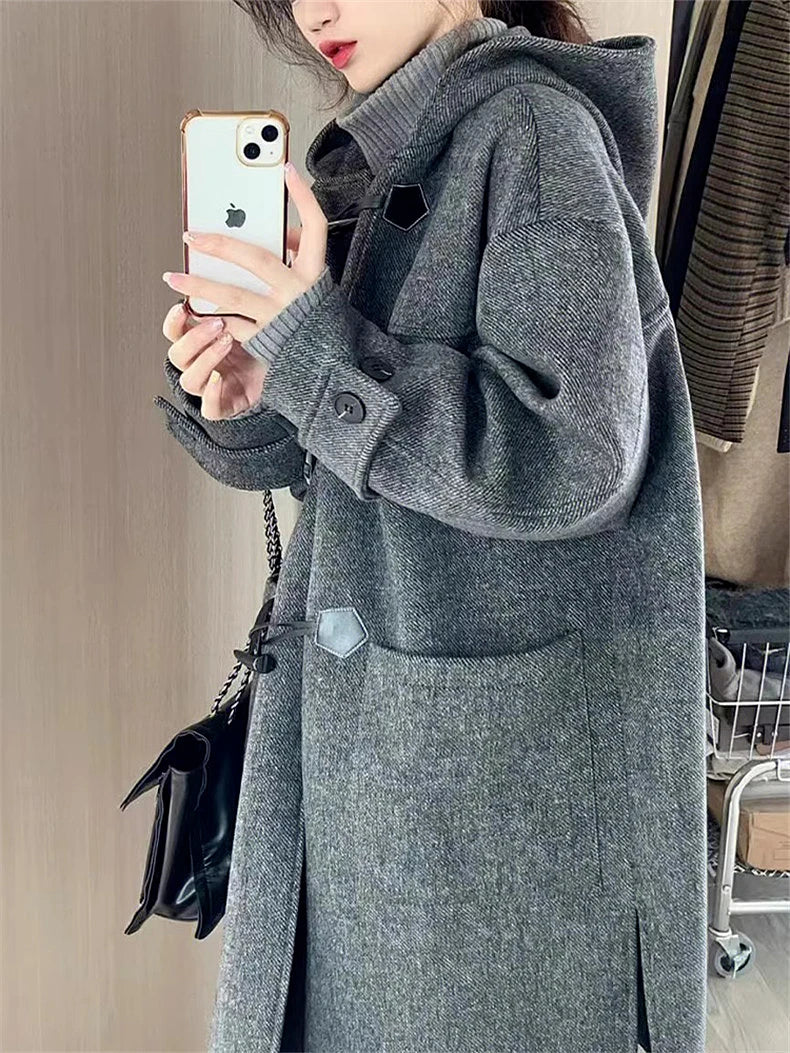 YRUOSLE - Preppy Style Long Woolen Coat 