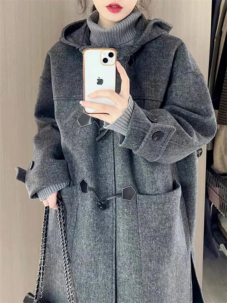 YRUOSLE - Preppy Style Long Woolen Coat 