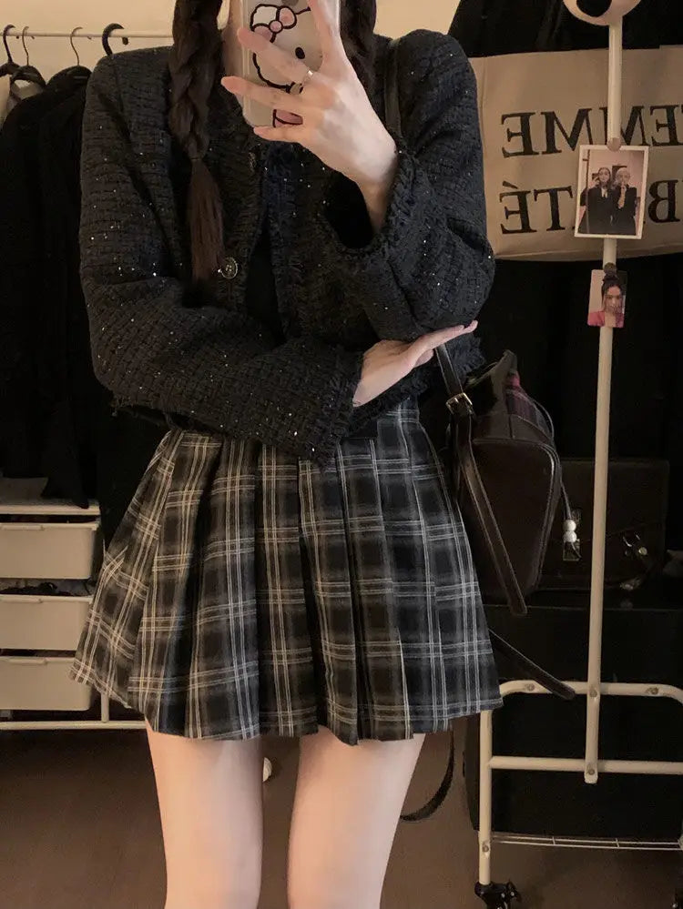 Plaid Pleated Skirt