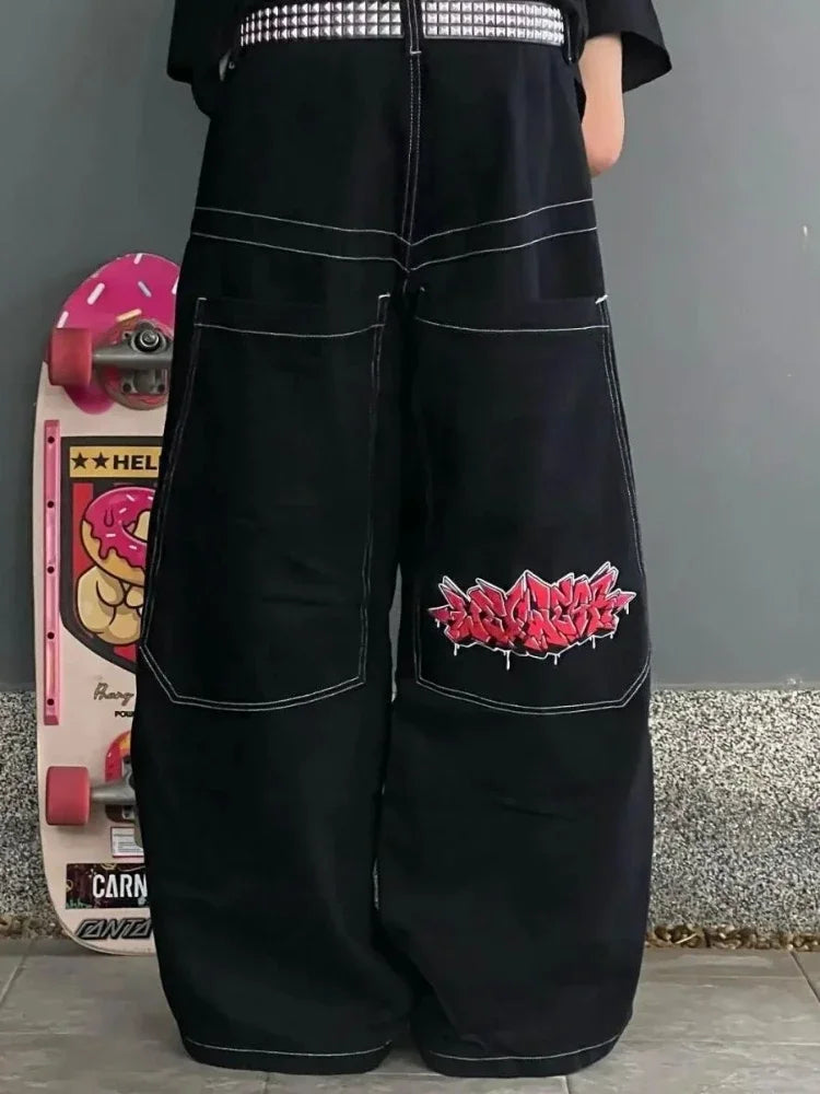 HOUZHOU - Y2K Oversized Black Baggy Jeans